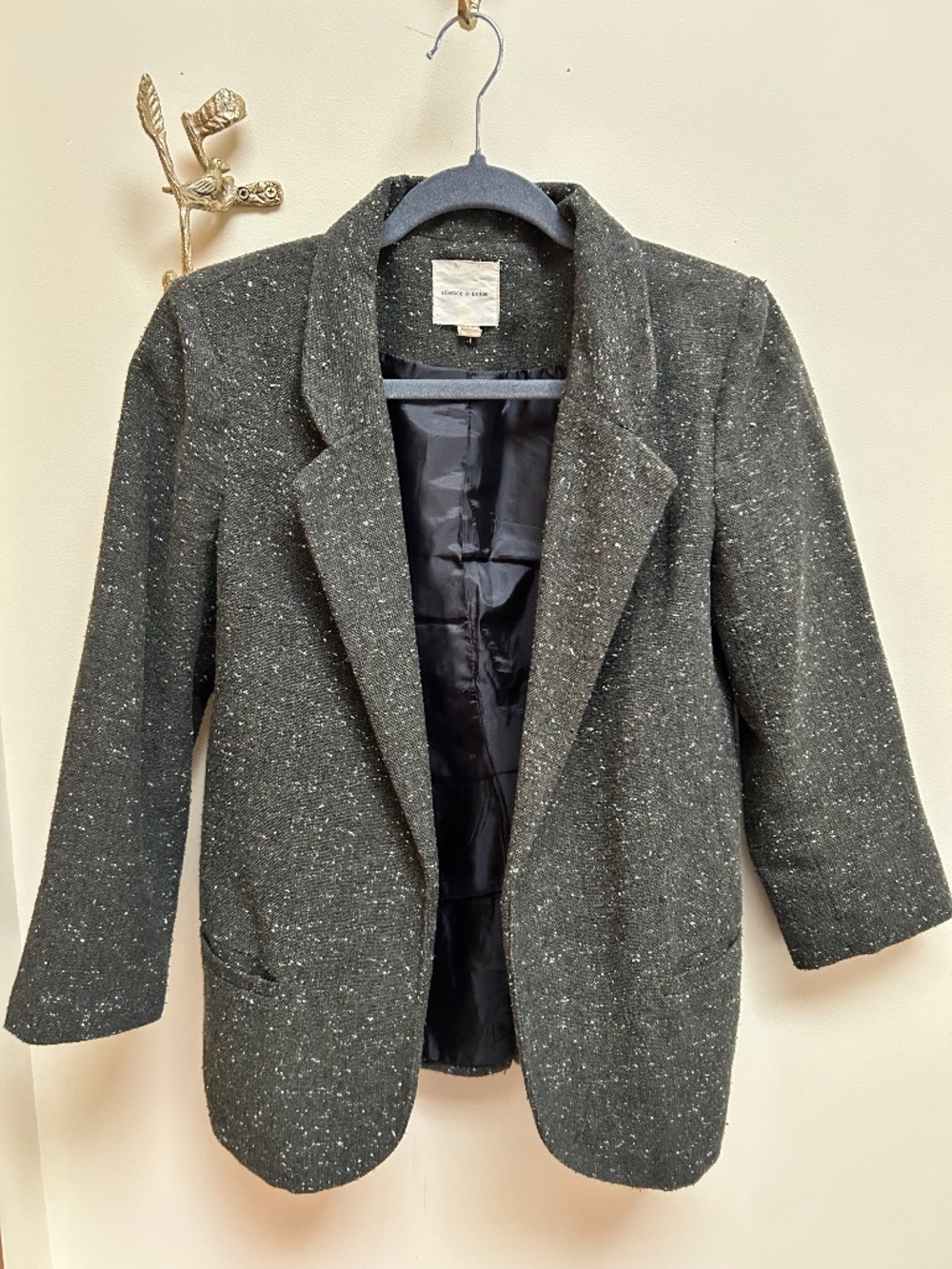 Silence + Noise Speckled Tweed Blazer – Olive Charcoal Jacket Size M